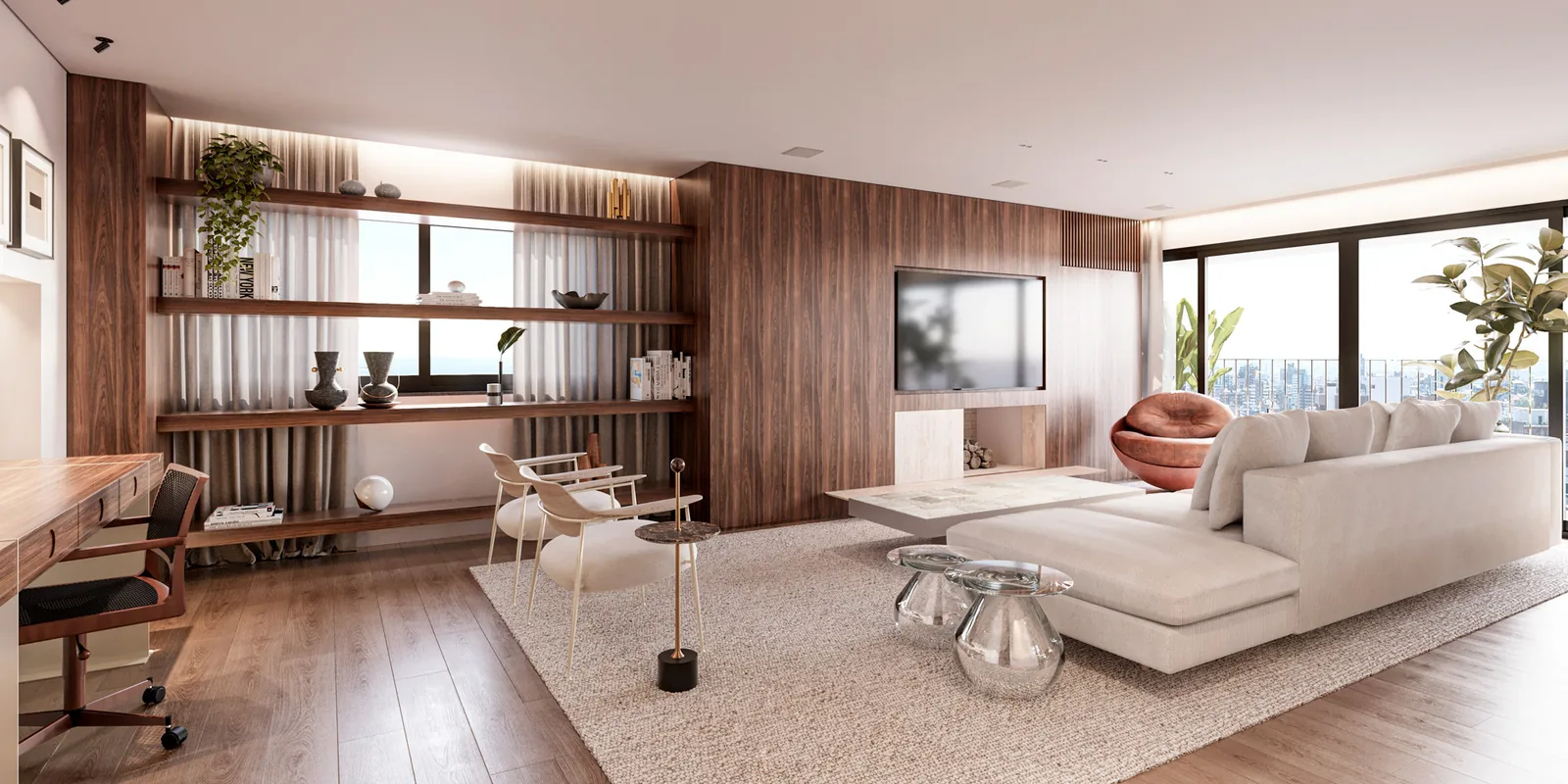 Living do apartamento decorado — Roca 815